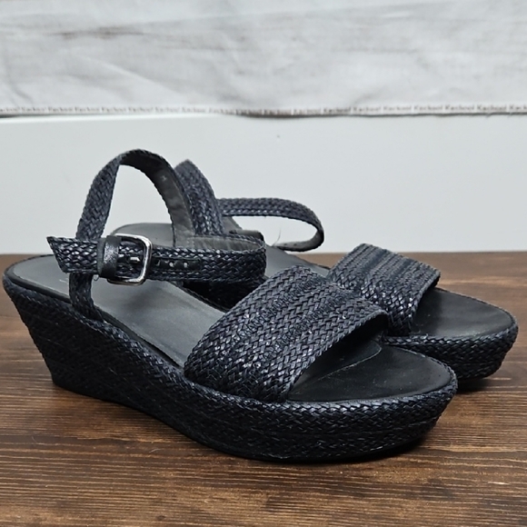 Stuart Weitzman Black Barbados Raffia Platform Sandals - Size 8.5 - Picture 2 of 13